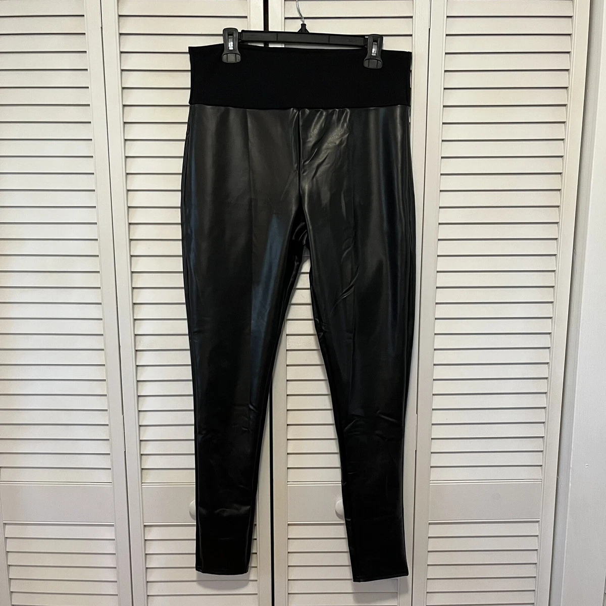 SPANX FAUX LEATHER LEGGINGS -BLACK