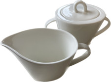 Set Zuckerdose Zucker Milchkännchen Milch Porzellan weiß