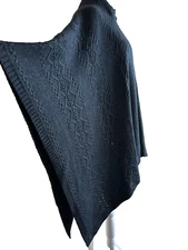 Jones New York Sweater Poncho Charcoal Black Wool Angora blend Lagenlook EUC