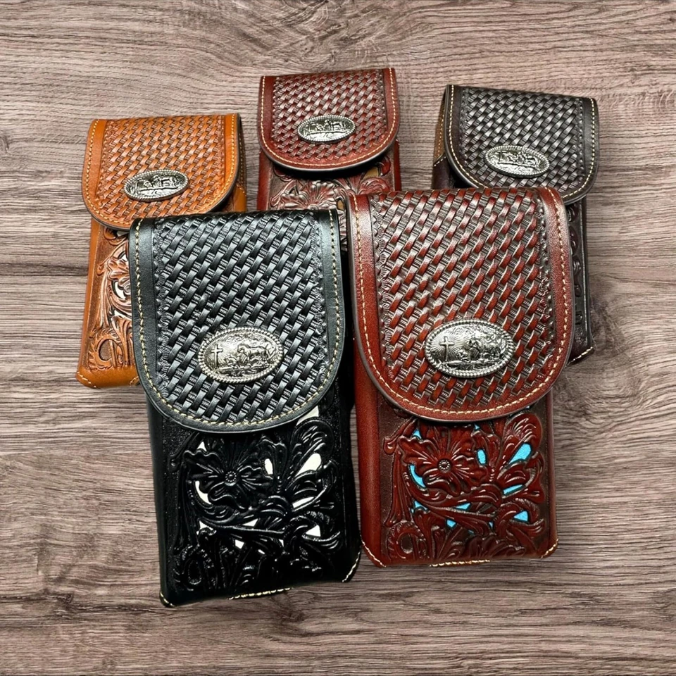 7" COWBOYS PRAYER WESTERN POUCH BELT LOOP HOLSTER CELL PHONE CASE UNIVERSAL SIZE - Image 2 of 4