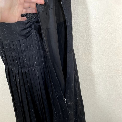 Ana Capri Womens Pleated Sleeveless Cocktail Dress Size M Black Metallic - Picture 7 of 15