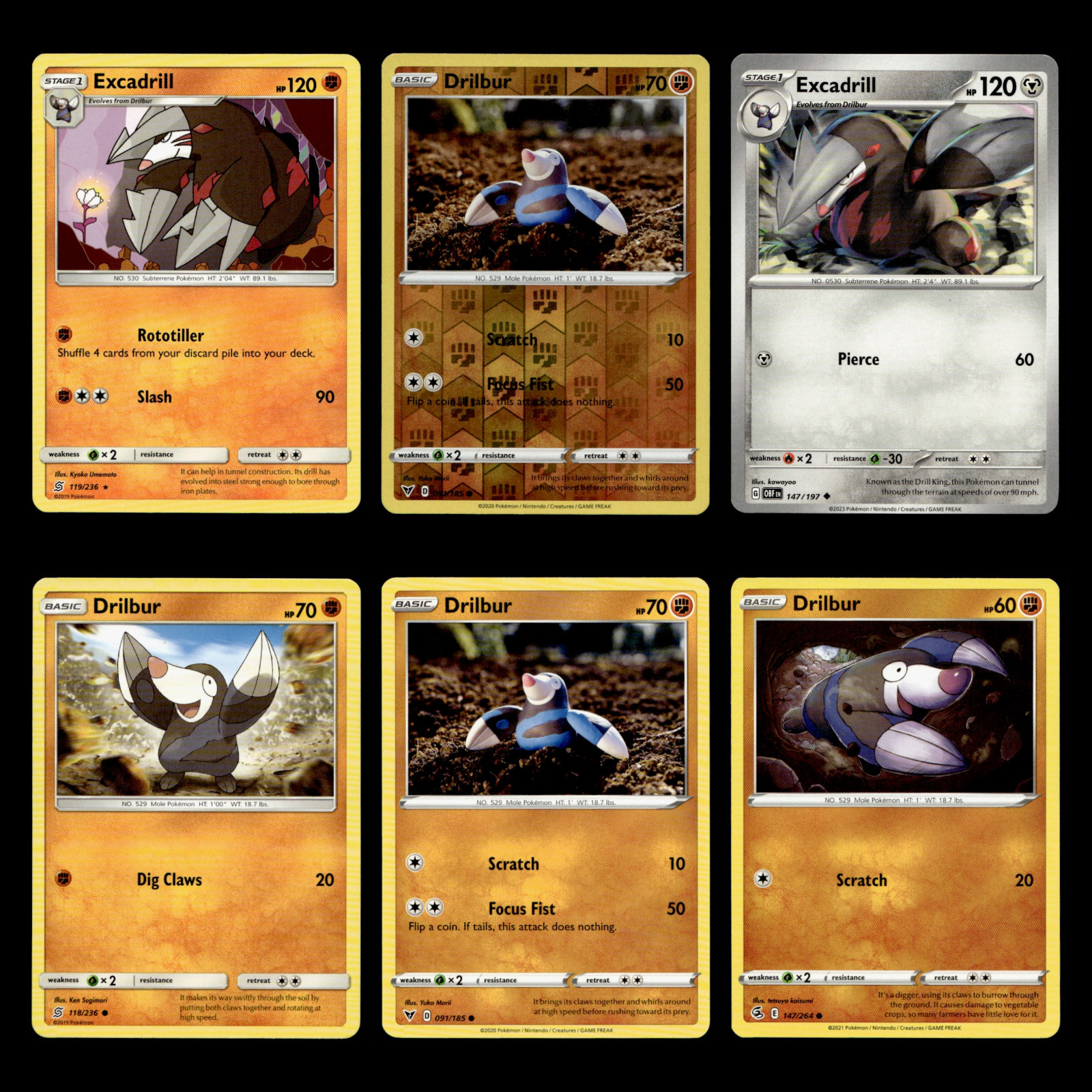 6x Excadrill Lot Drilbur 119 Sun & Moon Unified Minds Pokemon Cards Collection