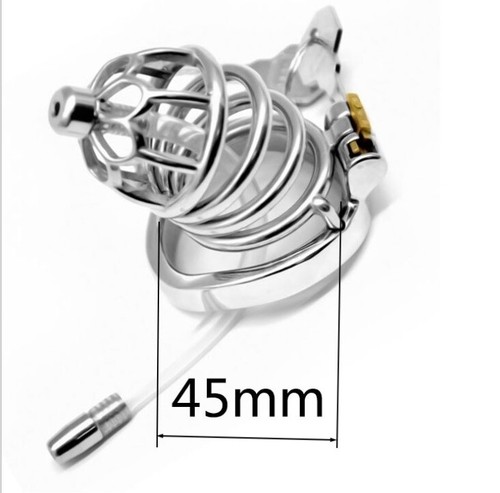 Stainless Steel Male Cuckold Lockdown Penis Chastity Cage Sleeve Ring Cathe G - Picture 7 of 12