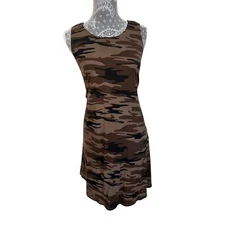 Socialite Sleeveless, knee-length Brown/Black Camouflage Dress, Women's Large