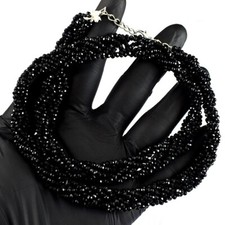 Wonderful Amazing Cut Black Spinel 20 Cts Braided Sparking Necklace VK 27 E675