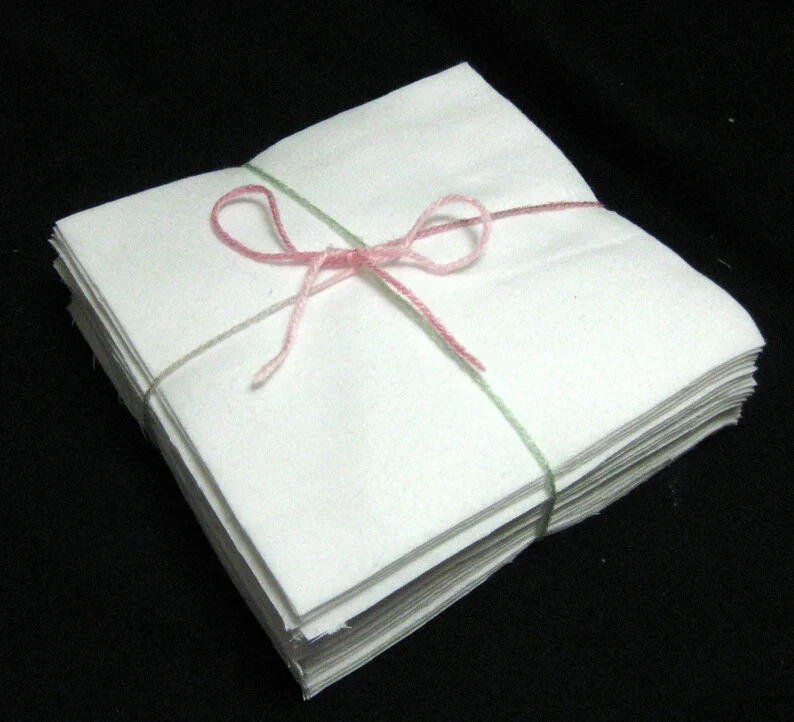 25  4 1/2" white flannel pre cut squares other sizes WE CUT, YOU SEW. FUN - Image 2 of 2