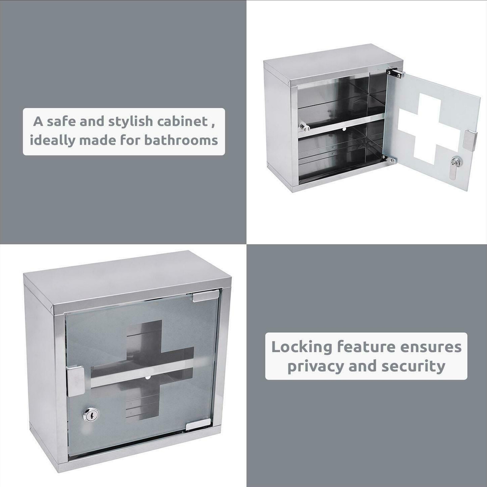 Wall Mounted Medicine Box Lock Stainless Steel First Aid