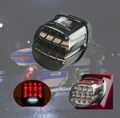 Rear Smoked LED Tail Light For Harley Touring Dyna Glide Softail Sportster Brake - Picture 7 of 11