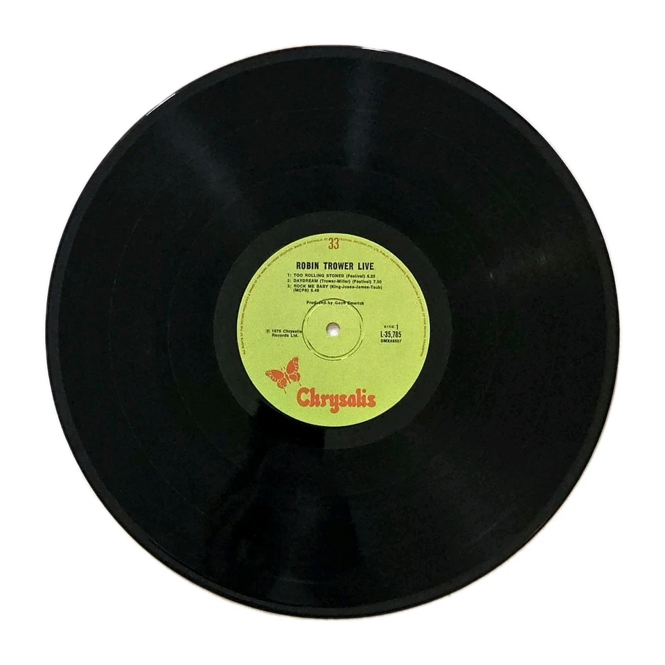 ROBIN TROWER "Live!" RARE 1975 1st AUSSIE PRESS 'GREEN CHRYSALIS' 12" VINYL LP - Image 3 of 4