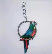 Parrot Bird Suncatcher Window Decor Stained Glass 12 Gallery Art Glass Boho