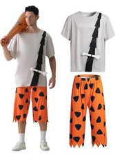 Caveman Costume Adult Halloween Shirts and Pants with Bone XXL