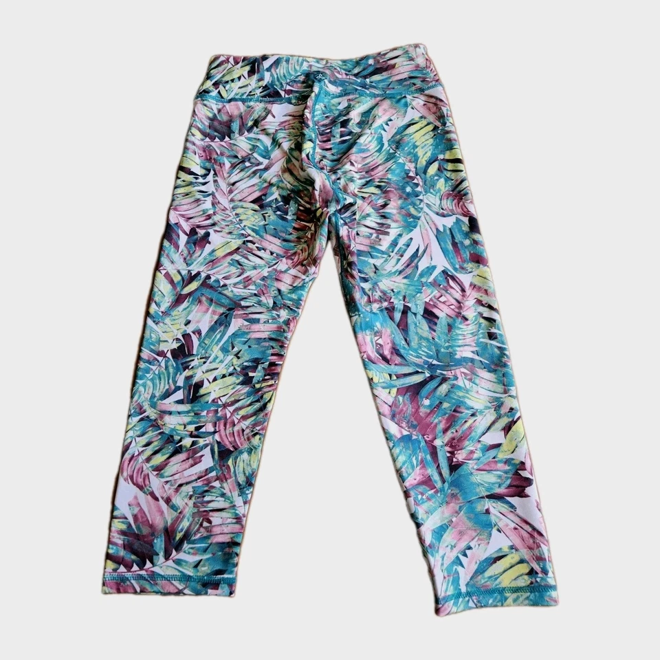 Leggings de yoga capri recortados con estampado de palmeras tropicales PrAna Roxanne talla M Foto 2 de 4