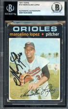 Marcelino Lopez Beckett BAS Signed 1971 Topps Autograph