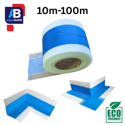 10m - 100m AQUA BUILD wasserdichtes Tankband Feuchtraumsystem Bad Dusche 1-blau