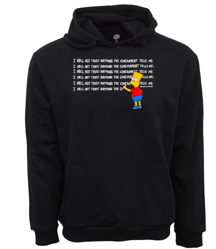 The Simpsons Bart I Will Not Trust Anything The Government Tells Me Hoodie - product listing photo