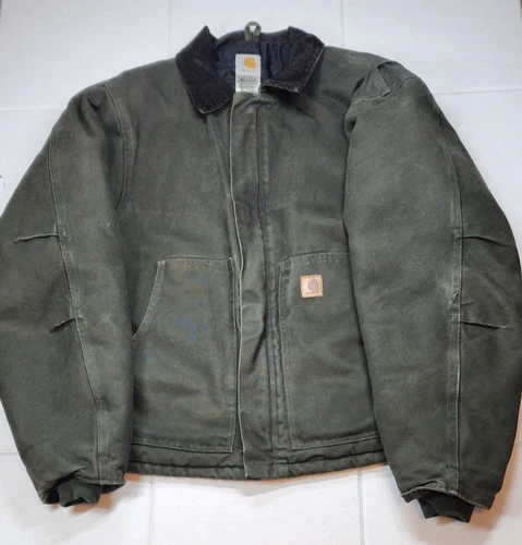 Vintage Carhartt J22 MOS Jacket Men's XL Moss Green Sandstone Arctic Quilt Lined video thumbnail