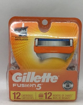 Gillette Fusion 5 Refill Cartridges 12 Count RIPPED BACK AS PICTURED