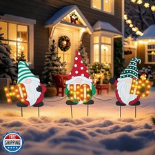 WONDER GARDEN 3 PCS Christmas Yard Signs Christmas Decorations Outdoor, Metal