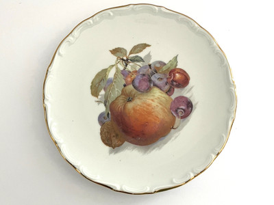 Schumann Arzberg Bavaria Germany Orchard Fruit Plate Porcelain Gold Trim 7½''