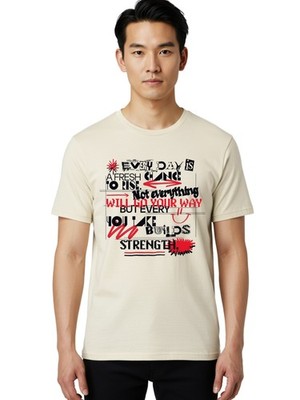 Every-Day-Is-A-Fresh-Chance Mens Graphic Tee,100% Cotton,Casual Summer Wear