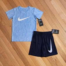 NEW Nike Little Boy Dri-fit Tee  Short Set, Blue sz 5 