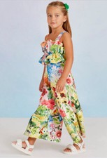 ABEL  LULA Sz 10 Girls Multicolor Floral Printed Wide Leg Jumpsuit   EASTER