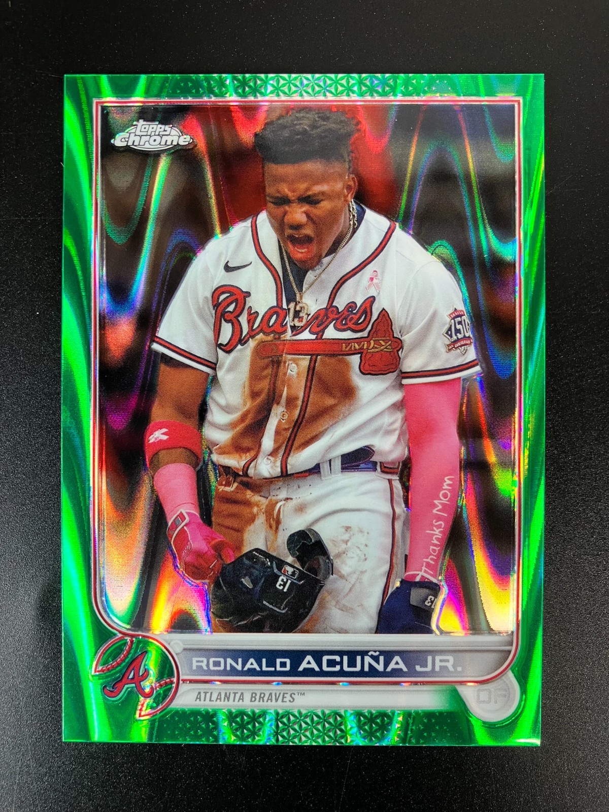 2022 Topps Chrome Sonic Green RayWave Refractor RONALD ACUNA JR #165 SERIAL #/99