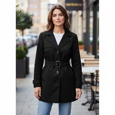 MANGO Womens Jacket XS Black Cotton Double Br...