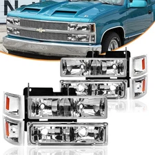 Headlights For 1994-1998 Chevy Silverado OBS C/K 1500 2500 3500 w/ Bumper Lamps