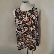 LOFT Outlet Womens Floral Keyhole Neck Sleeveless Top Size Medium