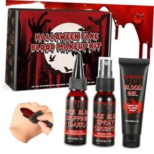 Halloween Fake Blood Makeup Kit - Includes Realistic Coagulated Light  Dark