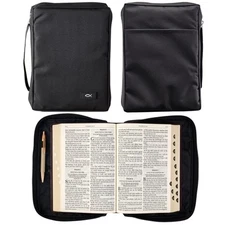 Promo Poly-Canvas Bible / Book Cover w/Fish Applique (Large, Black)