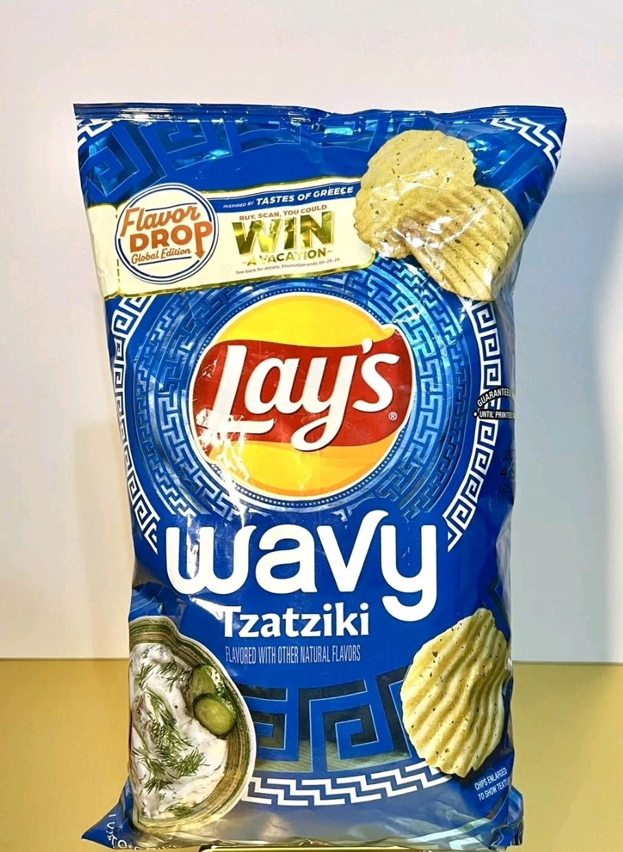 2x Lays Wavy Tzatziki Greek Pickle Cream Potato Chips LIMITED