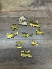 18 Vintage Misc Christmas Ornaments Gold Cut Metal