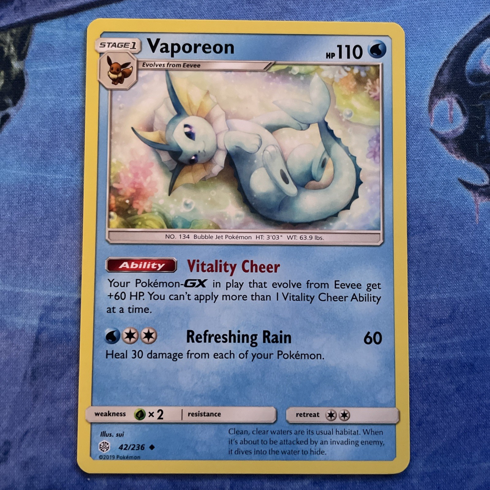 Vaporeon - Sun & Moon: Cosmic Eclipse (42/236) Uncommon Pokemon Card NM