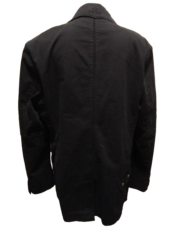 House of Howe English Country Gentlemen Black Cotton Logo Button Gothic Coat 44 - Image 3 of 4