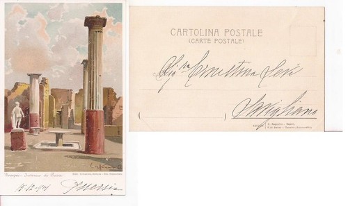 STORIA POSTALE CARTOLINA POMPEI SCAVI 1901 FP