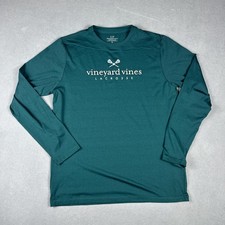 Vineyard Vines Shirt Boys XL 18 Teal Green Performance Long Sleeve Lacrosse