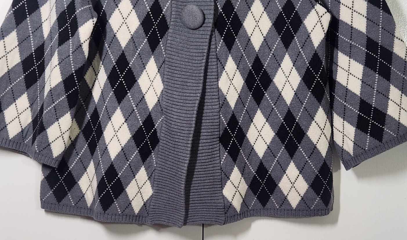 CLASSIC ELEMENTS Argyle Swing Cardigan Sweater L … - image 3