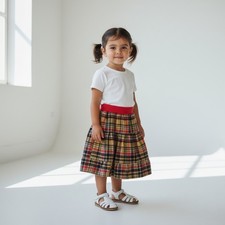 Skirt Girls 2 Long Multicolor Plaid Ruffle Tiered 100 Cotton Mom and Pop's Kids