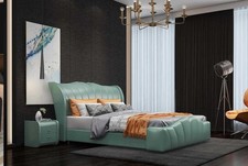 Klassisches Bett Ehebett Doppelbett Lederbett Chippendale Schlafzimmer Leder Neu