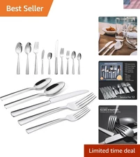 Luxury 65-Pc Cutlery Set - Ergonomic & Polished Silverware for Perfect Dining