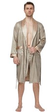 Tony  Candice Men's Satin Robe Lightweight Long Sleeve Silk Kimono Bathrobe ...
