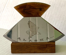 A.C.E.Alaska Ulu Knife Stand Stainless Steel Blade Eagle Souvenir Gift Japan Vtg