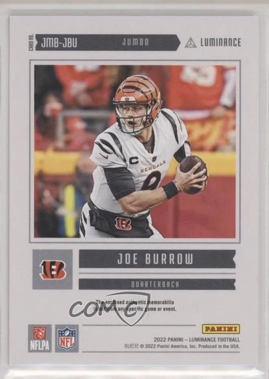 2022 Panini Luminance Jumbo Relics Joe Burrow #JMB-JBU - Image 2 of 2