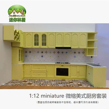 1:12 Miniature Kitchen Set Custom Dollhouse Furniture 12-Piece Full Set, ABS 
