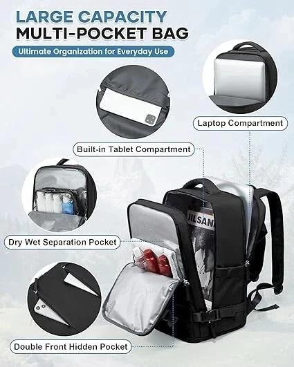 Zaino da Viaggio Compatibile Ryanair 40x20x25 Aereo Bagaglio a Mano Impermeabile - Immagine 4 di 4