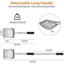 Stainless Steel Cat Litter Scoop with Long Handle