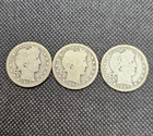 Key Dates Barber Quarters 90% Silver 1913-D, 1894-S, 1907-P Lot of 3