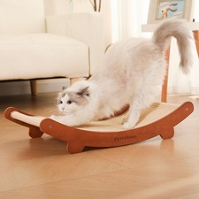 U Shaped Cat Scratcher Bed Beech Wood Sisal Scratching Pad Lounge Furniture